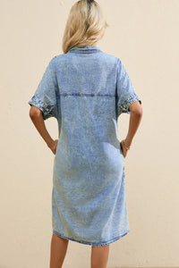 Oversized Button Down Denim Shirt Dress