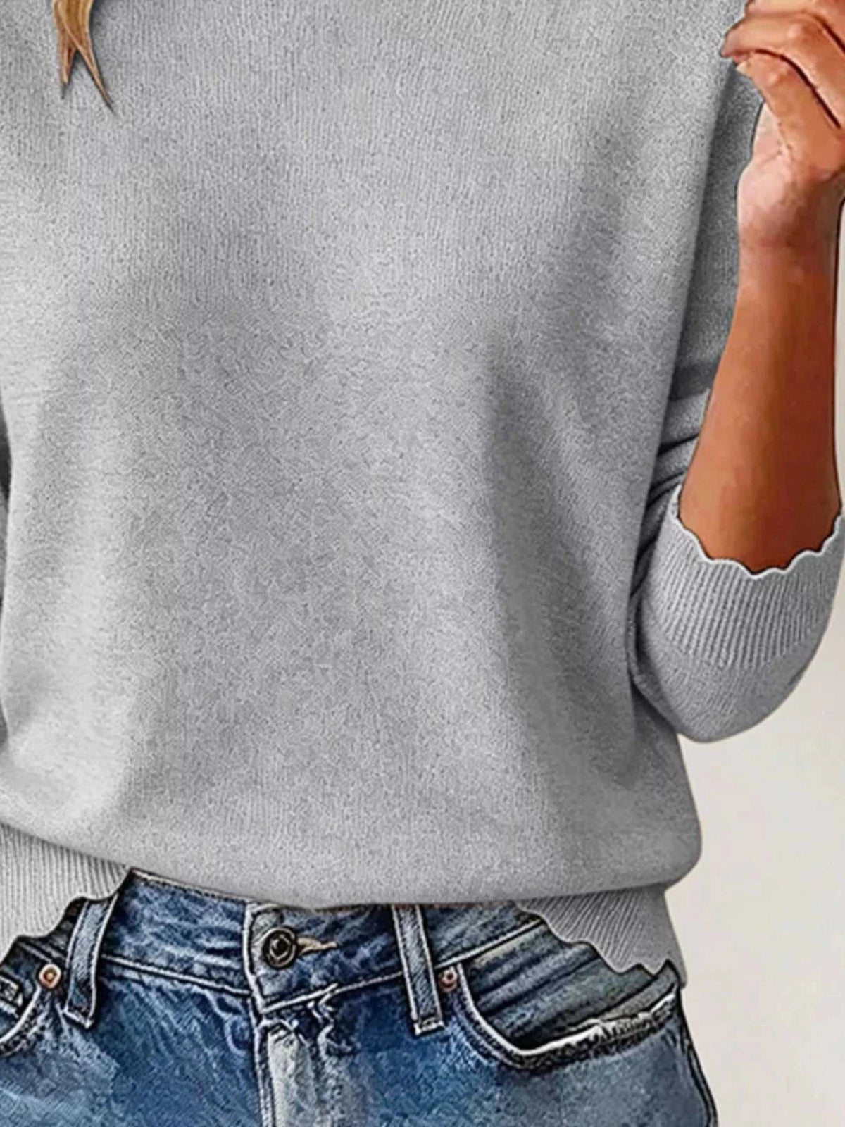 Full Size Scalloped Trim Crew Neck Sweater Plus Size 101002057228986 32 Affordable Fashion Under $100 Jerry's Apparel 