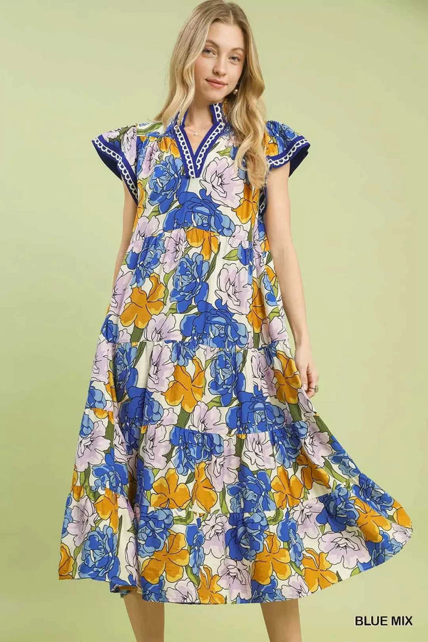 Umgee Mix Bold Floral Tiered Midi Dress 100100593221588 62 Affordable Fashion Under $100 Jerry's Apparel 