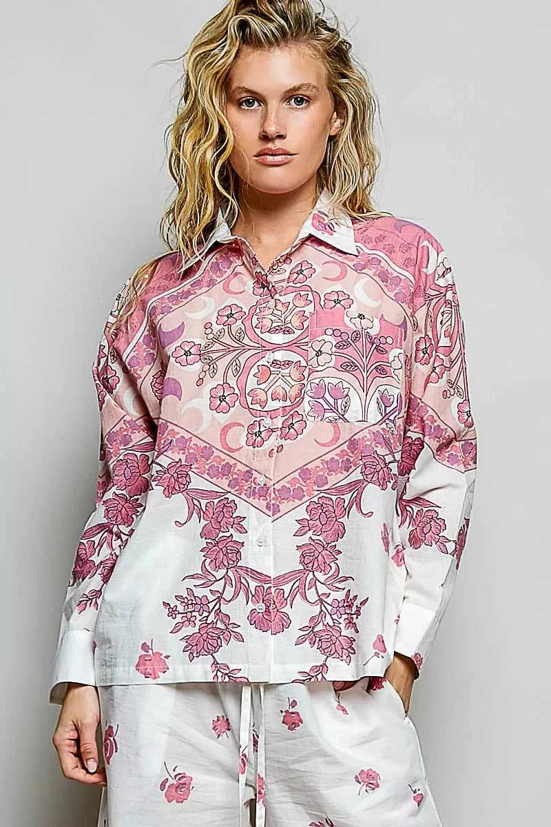POL Printed Floral Button Down Shirt 100100985961993 64 Affordable Fashion Under $100 Jerry's Apparel 