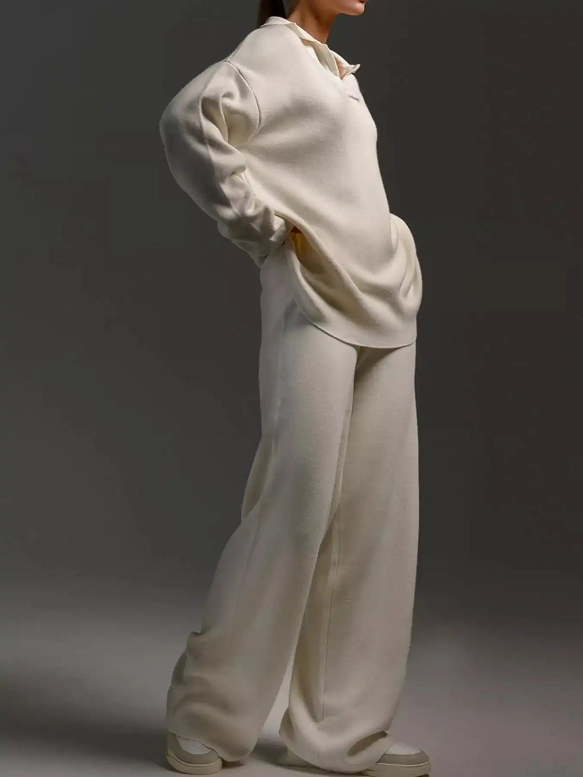 Polo Collar Top and Wide-Leg Pants Set 101001876960393 74 Affordable Fashion Under $100 Jerry's Apparel 