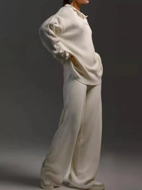 Polo Collar Top and Wide-Leg Pants Set 101001876960393 74 Affordable Fashion Under $100 Jerry's Apparel 