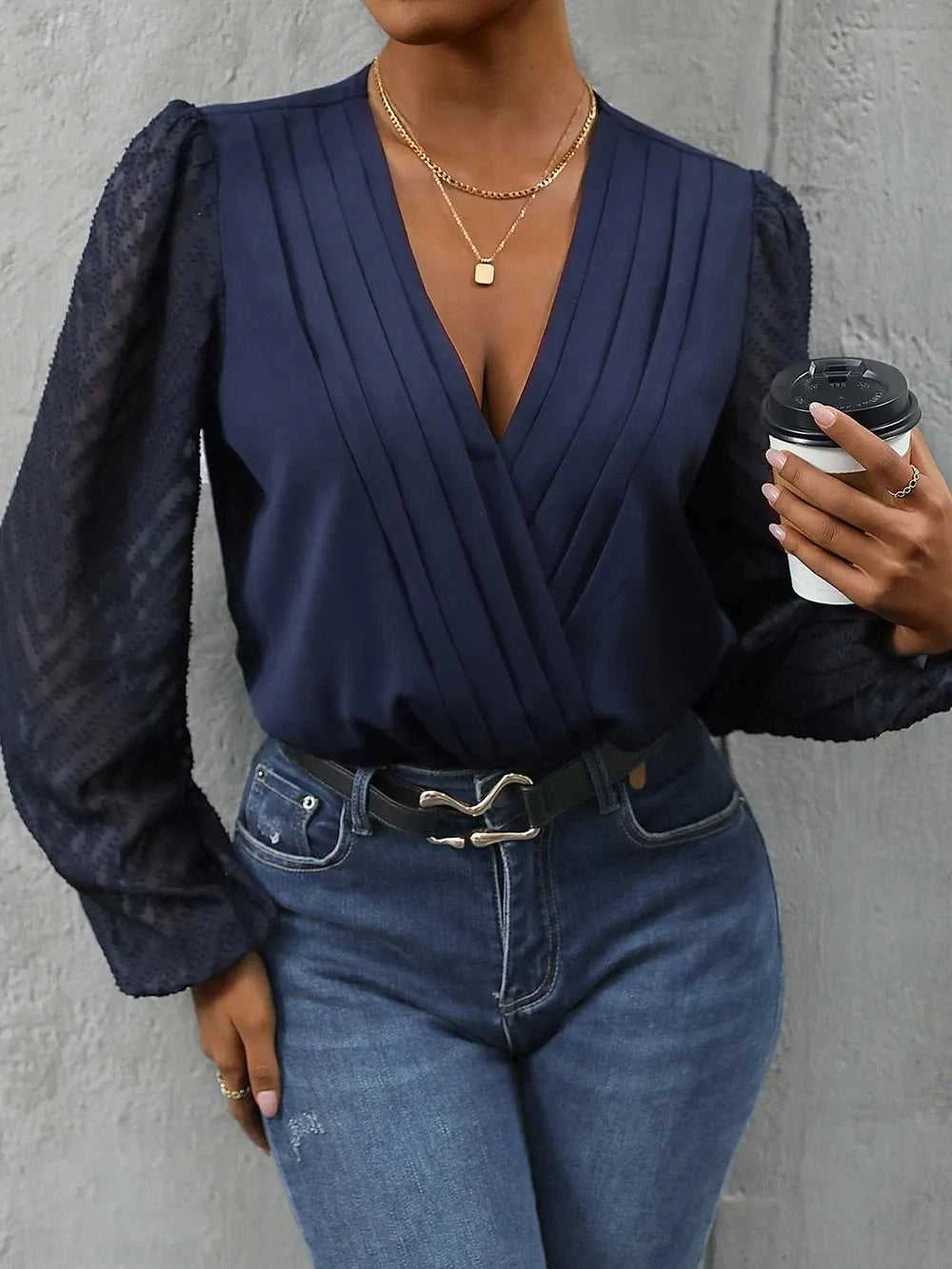 Perfee Ruched Surplice Long Sleeve Bodysuit 100100570911642 31 Affordable Fashion Under $100 Jerry's Apparel 