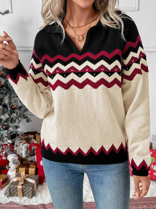 Chevron Pattern Long Sleeve Sweater 100100317988685 59 Affordable Fashion Under $100 Jerry's Apparel 