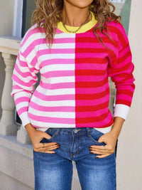 Striped Round Neck Long Sleeve Sweater 100100983519081 49 Affordable Fashion Under $100 Jerry's Apparel 