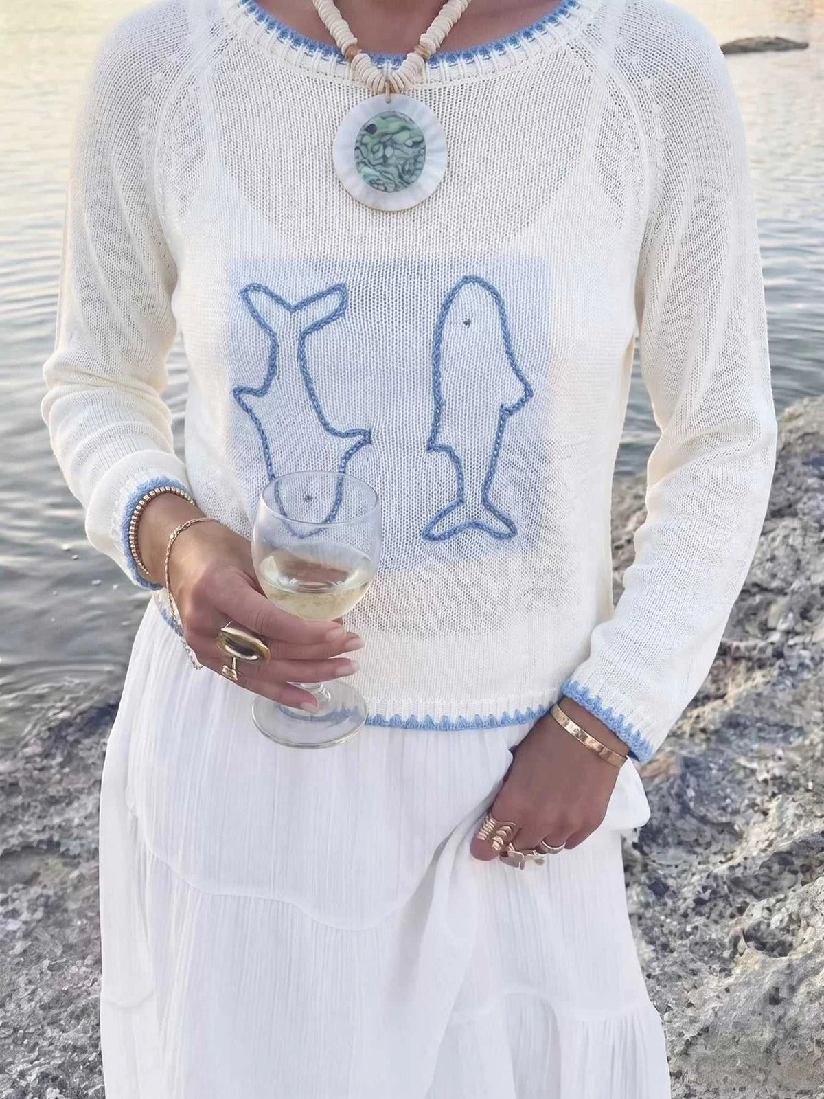 Fish Contrast Trim Knit Top 100100062045673 44 Affordable Fashion Under $100 Jerry's Apparel 