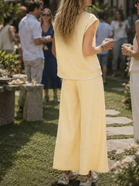 Sleeveless Crew Neck Top and Wide-Leg Cropped Pants Set 101001434319729 76 Affordable Fashion Under $100 Jerry's Apparel 