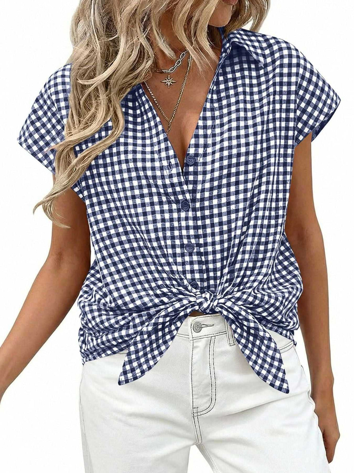 Gingham Print Button-Down Shirt 100100535526342 33 Affordable Fashion Under $100 Jerry's Apparel 