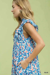 Umgee Leaf Print Midi Tiered Dress with Side Pockets 100100625941436 64 Affordable Fashion Under $100 Jerry's Apparel 