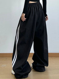 Side Striped Wide Leg Drawstring Pants