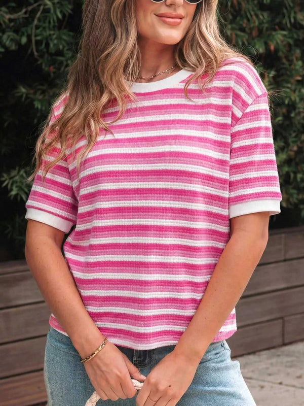 Textured Knit Short Sleeve Crossed Detail Tee 100100489772010 24 Affordable Fashion Under $100 Jerry's Apparel 