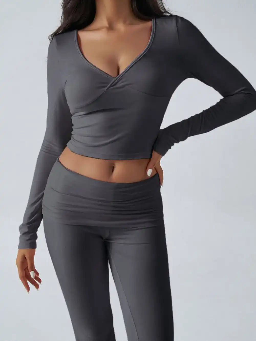 Devine Ruched Long Sleeve Top and Pants Set 100100100351065 35 Affordable Fashion Under $100 Jerry's Apparel 