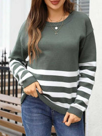 Striped Trim Crew Neck Sweater 100100716857023 49 Affordable Fashion Under $100 Jerry's Apparel 