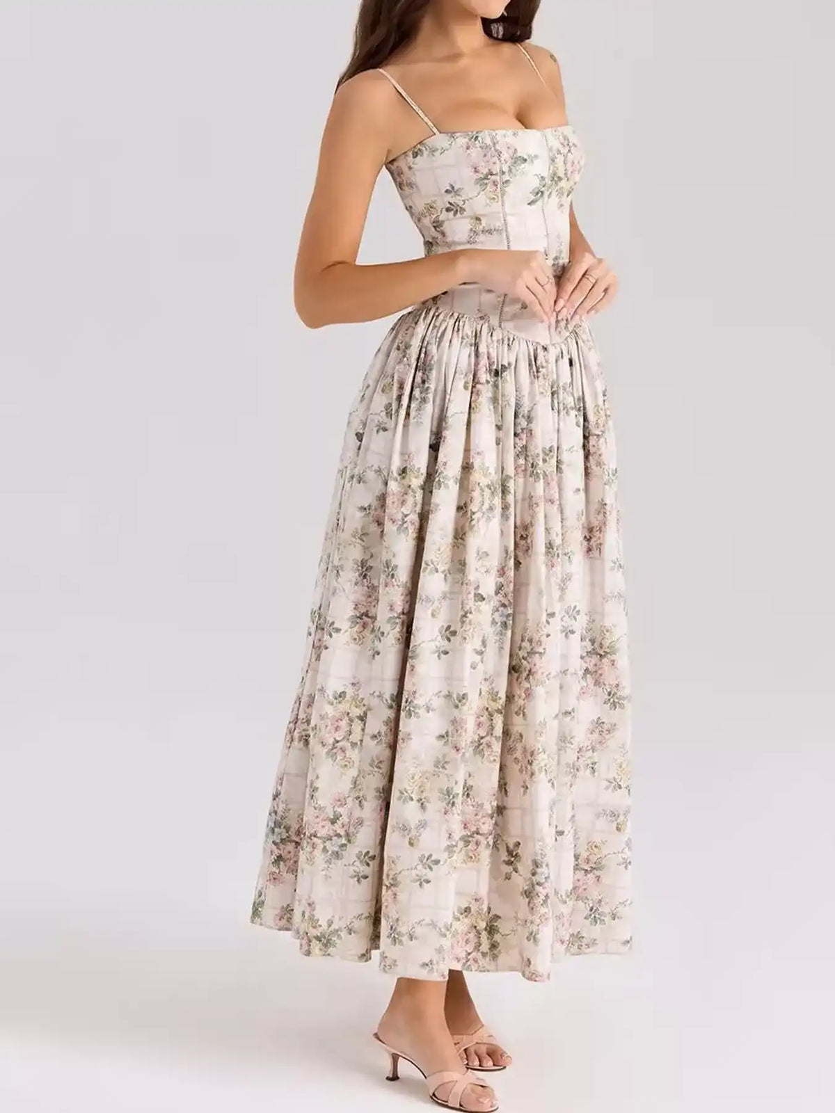 Floral Spaghetti Straps Midi Dress 101001005550846 56 Affordable Fashion Under $100 Jerry's Apparel 