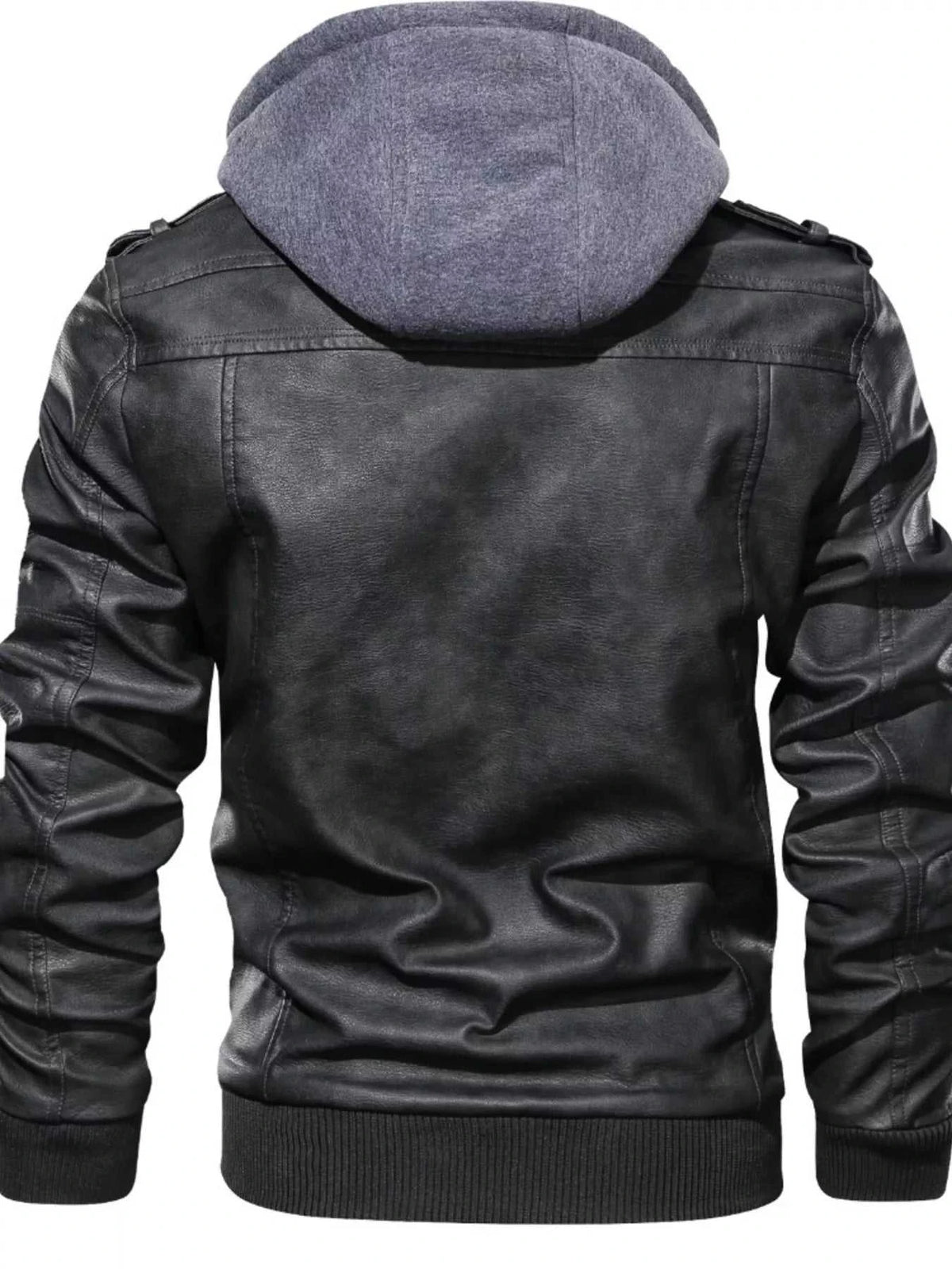 Men's Full Size Hooded Faux Leather Moto Jacket Plus Size 100400161564305 96 Affordable Fashion Under $100 Jerry's Apparel 
