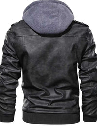 Men's Full Size Hooded Faux Leather Moto Jacket Plus Size 100400161564305 96 Affordable Fashion Under $100 Jerry's Apparel 