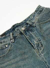 Men's Distressed Camo Patchwork Denim Shorts