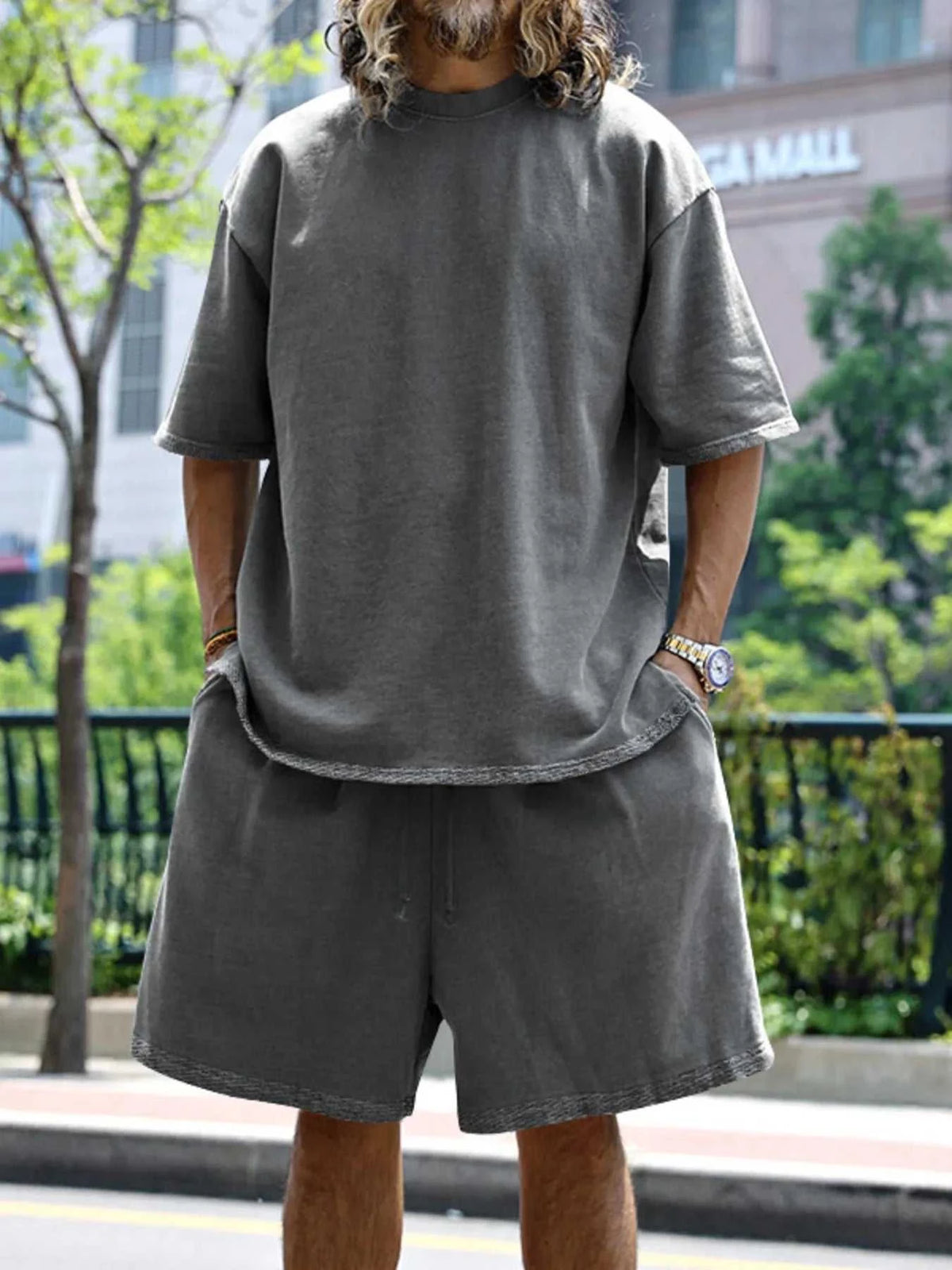 Men's Full Size Round Neck Short Sleeve Top and Shorts Set Plus Size 100400389468525 41 Affordable Fashion Under $100 Jerry's Apparel 