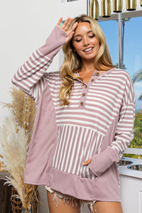 Striped Thumbhole Long Sleeve Top