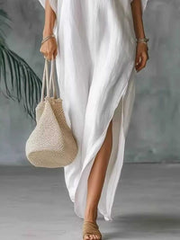 Full Size V-Neck Maxi Dress with Side Slits Plus Size 100100394975559 32 Gifts for Her Jerry's Apparel 