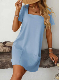 Mandy Square Neck Short Sleeve Mini Dress 100100588511470 24 Affordable Fashion Under $100 Jerry's Apparel 