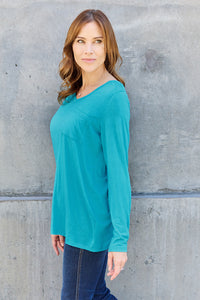 Full Size V-Neck Long Sleeve Top