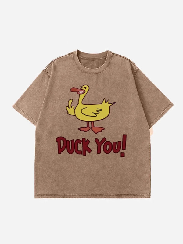 Duck Graphic Oversized Round Neck T-Shirt
