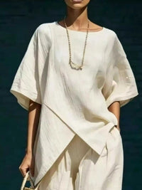 Full Size Asymmetric Top and Wide-Leg Pants Set Plus Size 101001701257915 41 Affordable Fashion Under $100 Jerry's Apparel 