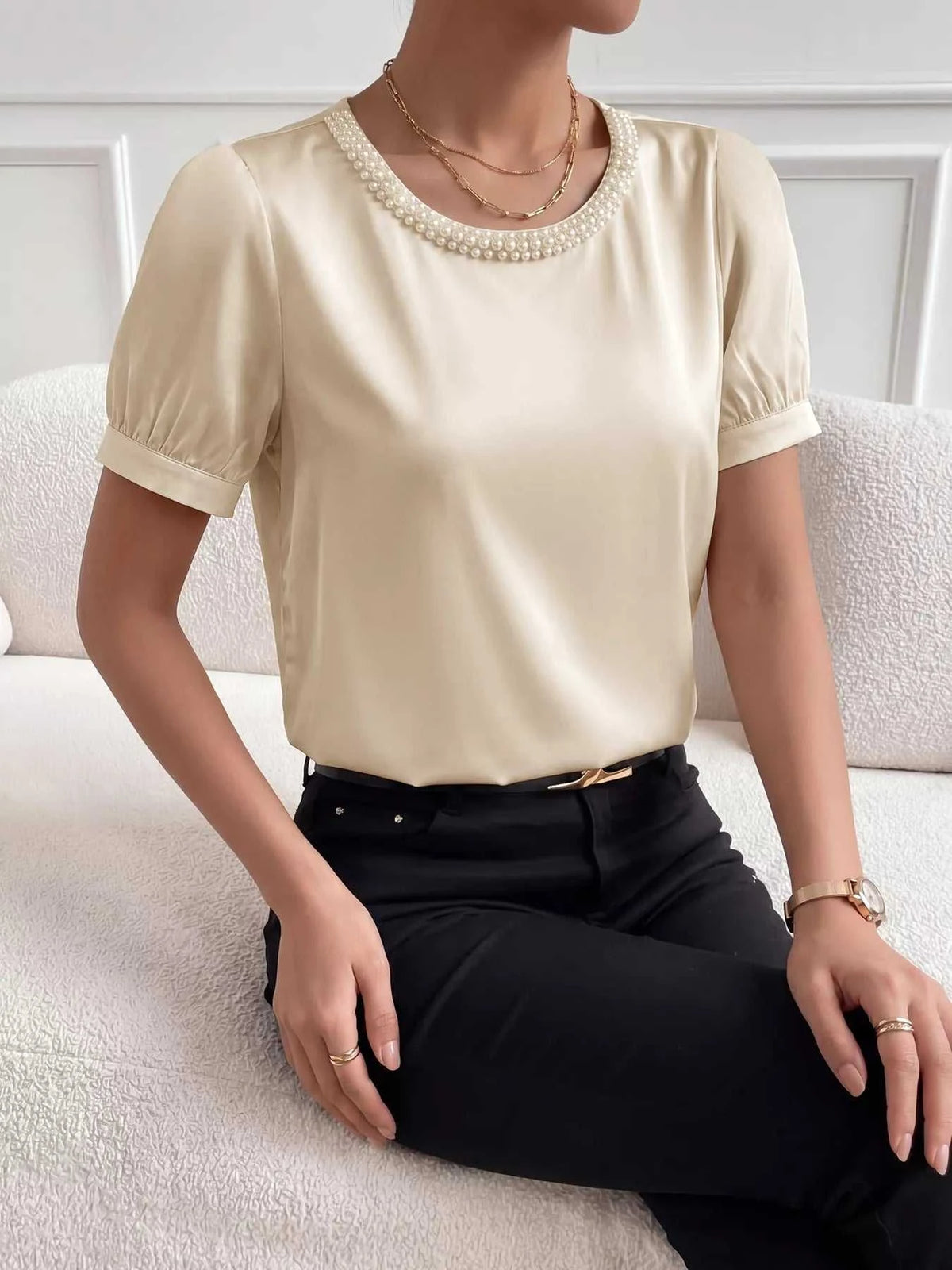 Pearl Trim Satin Bodysuit 100100199958398 36 Gifts for Her Jerry's Apparel 