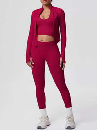 Tank & Zip-Up Jacket and Leggings Three-Piece Active Set 101006896695096 129 Comfortable Weekend Sets Jerry's Apparel 