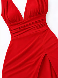 Sleeveless Deep V-Neck Ruched High Slit Bodycon Dress 101001854690361 33 Affordable Fashion Under $100 Jerry's Apparel 