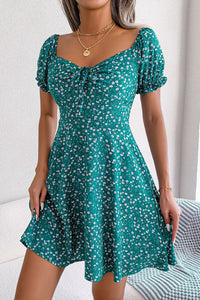 Ditsy Floral Drawstring A-Line Dress