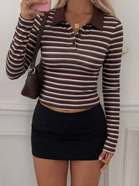 Striped Long Sleeve Polo T-Shirt 101001638423796 43 Affordable Fashion Under $100 Jerry's Apparel 
