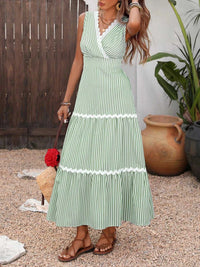 Striped Surplice Sleeveless Tiered Dress 100100621601868 42 Affordable Fashion Under $100 Jerry's Apparel 