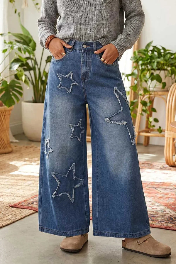 Star Decorated Wide Leg Jeans 100100259023382 68 Affordable Fashion Under $100 Jerry's Apparel 