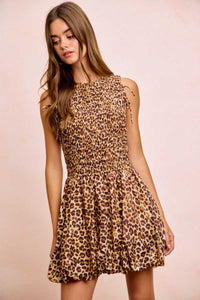BiBi Leopard Bow Tie Attachable Puff Sleeves Dress 100100826881615 62 Affordable Fashion Under $100 Jerry's Apparel 