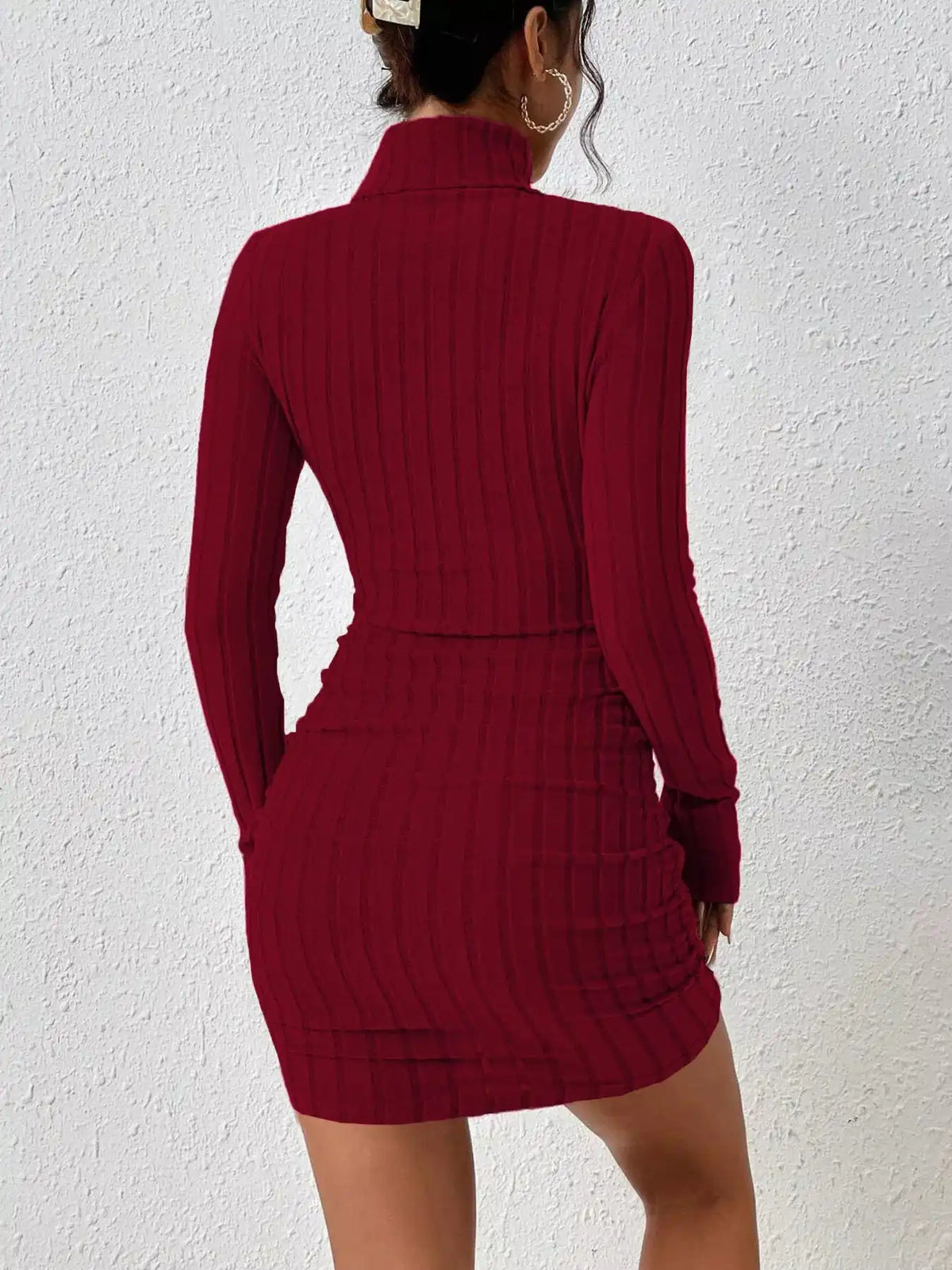 Christmas Outfit Turtleneck Ribbed Bodycon Knit Dress 101002016324235 30 Affordable Fashion Under $100 Jerry's Apparel 