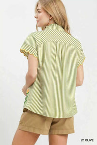 Umgee Embroidered Stripe Button Front Top 100100817491725 57 Affordable Fashion Under $100 Jerry's Apparel 