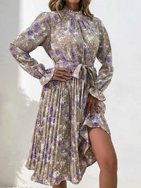 Floral Print Long Sleeve Pleated Midi Dress 100100269493915 46 Women's Midi Dress Affordable Boutique Dresses Under $50 Jerry's Apparel 