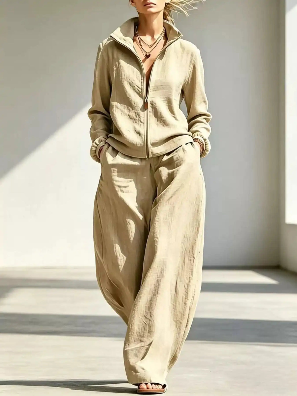 Full Size Zip-Up Jacket and Wide-Leg Pants Set Plus Size 101001541614338 62 Affordable Fashion Under $100 Jerry's Apparel 