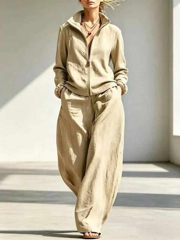 Full Size Zip-Up Jacket and Wide-Leg Pants Set Plus Size 101001541614338 62 Affordable Fashion Under $100 Jerry's Apparel 