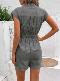 Perfee Striped Notched Tie Waist Romper 100100531531771 37 Affordable Fashion Under $100 Jerry's Apparel 