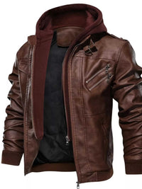 Men's Full Size Hooded Faux Leather Moto Jacket Plus Size 100400161564305 96 Affordable Fashion Under $100 Jerry's Apparel 