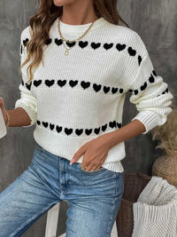 Perfee Heart Round Neck Long Sleeve Sweater 100100823201958 38 Affordable Fashion Under $100 Jerry's Apparel 