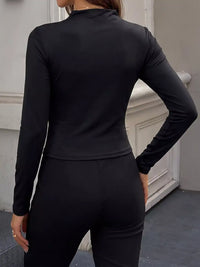 Slim Fit Long Sleeve Ruched Mock Neck T-Shirt 101001771888254 35 Affordable Fashion Under $100 Jerry's Apparel 