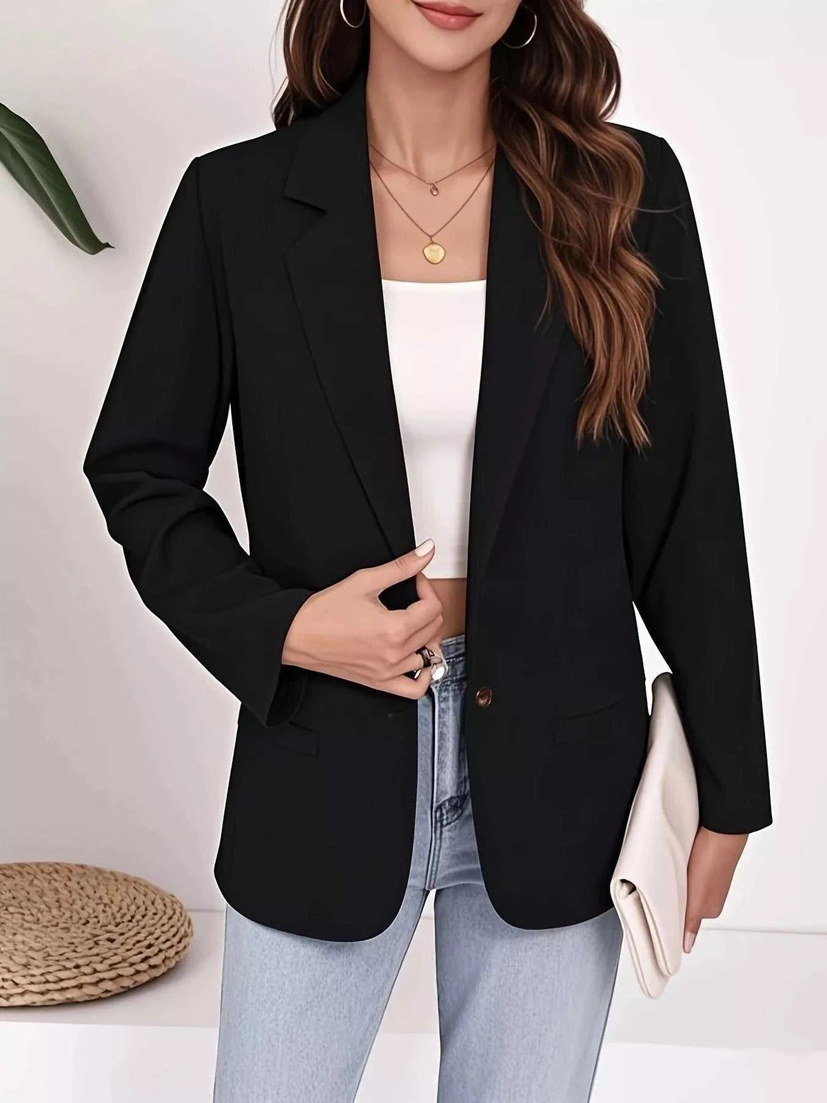 Plus Size Lapel Collar Single-Button Blazer 100100166280160 48 Affordable Fashion Under $100 Jerry's Apparel 