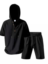 Men's Full Size Casual Short Sleeve Hooded Top & Shorts Set Plus Size 100400516300519 42 Gifts for Him Jerry's Apparel 