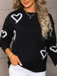 Valentine's Day Heart Print Crew Neck Sweater 100100466321617 50 Gifts for Her Jerry's Apparel 