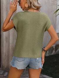 Mandy Pocketed Round Neck Cap Sleeve Sweater 100100381005252 32 Affordable Fashion Under $100 Jerry's Apparel 