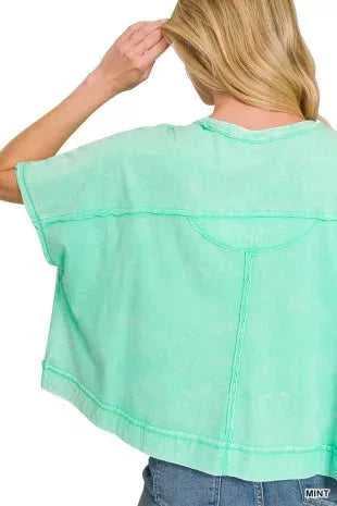 Zenana Acid Washed Round Neck Short Sleeve Oversized T-Shirt 100100804101942 25 Affordable Fashion Under $100 Jerry's Apparel 